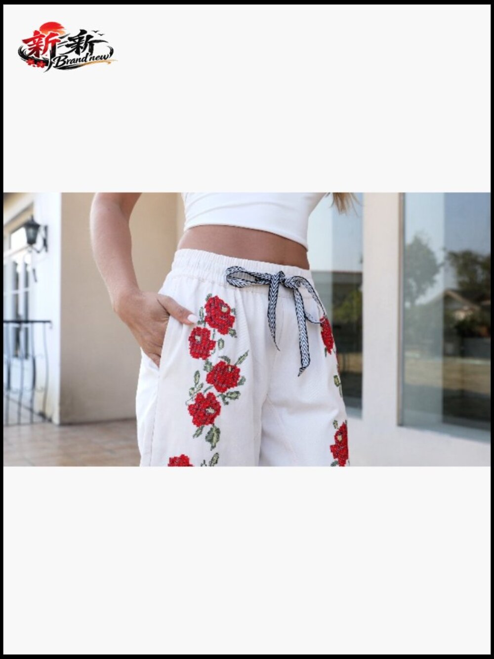 Mid Rise Barrel Jeans Embroidered Wide Leg Denim Pants Boyfriend Baggy Pockets - Picture 7 of 7